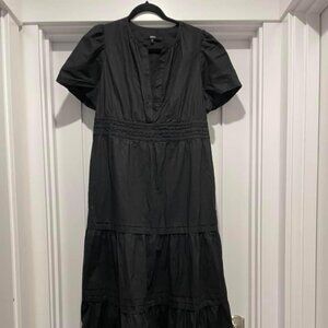 Black Quince Organic Cotton Poplin Tiered Maxi Dress